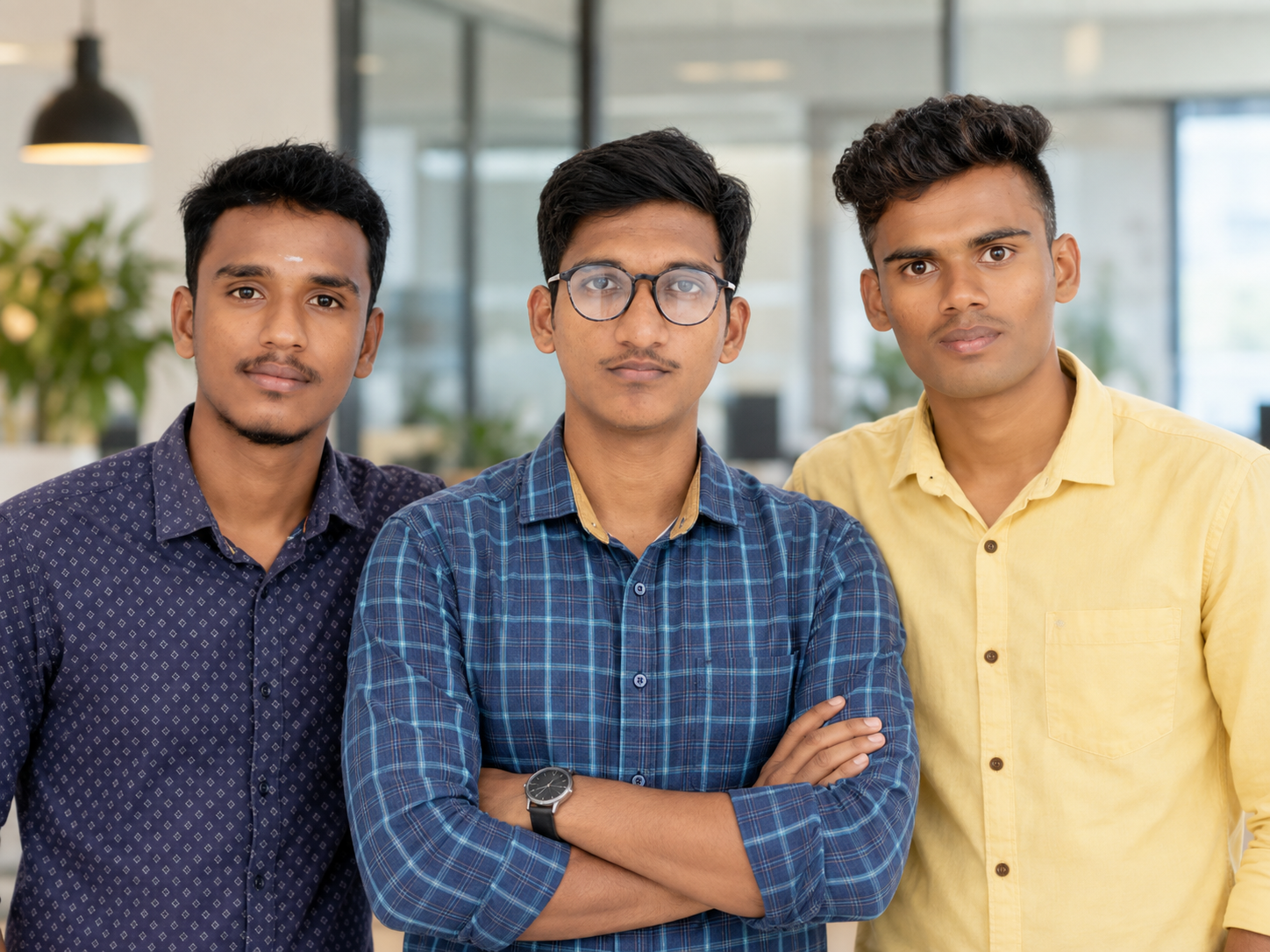 Illustrative portrait of three people used to introduce the VKNSMS story